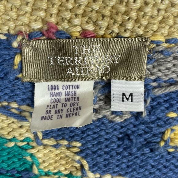 The Territory Ahead Vintage Y2K Chunky Knit Cotton Geometric Cardigan Sweater M - Picture 9 of 10